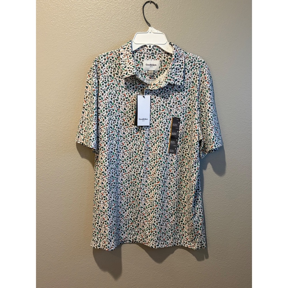 Goodfellow & Co Mens Small Comfort Wear Collection Novelty Print Polo Shirt NWT